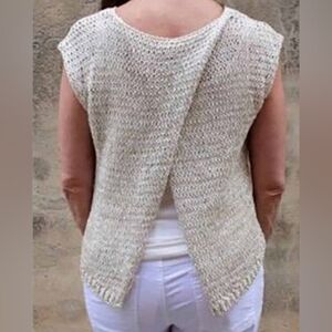 ❤️ NWOT! EILEEN FISHER ORGANIC COTTON LINEN SPLIT BACK SWEATER TOP, SMALL